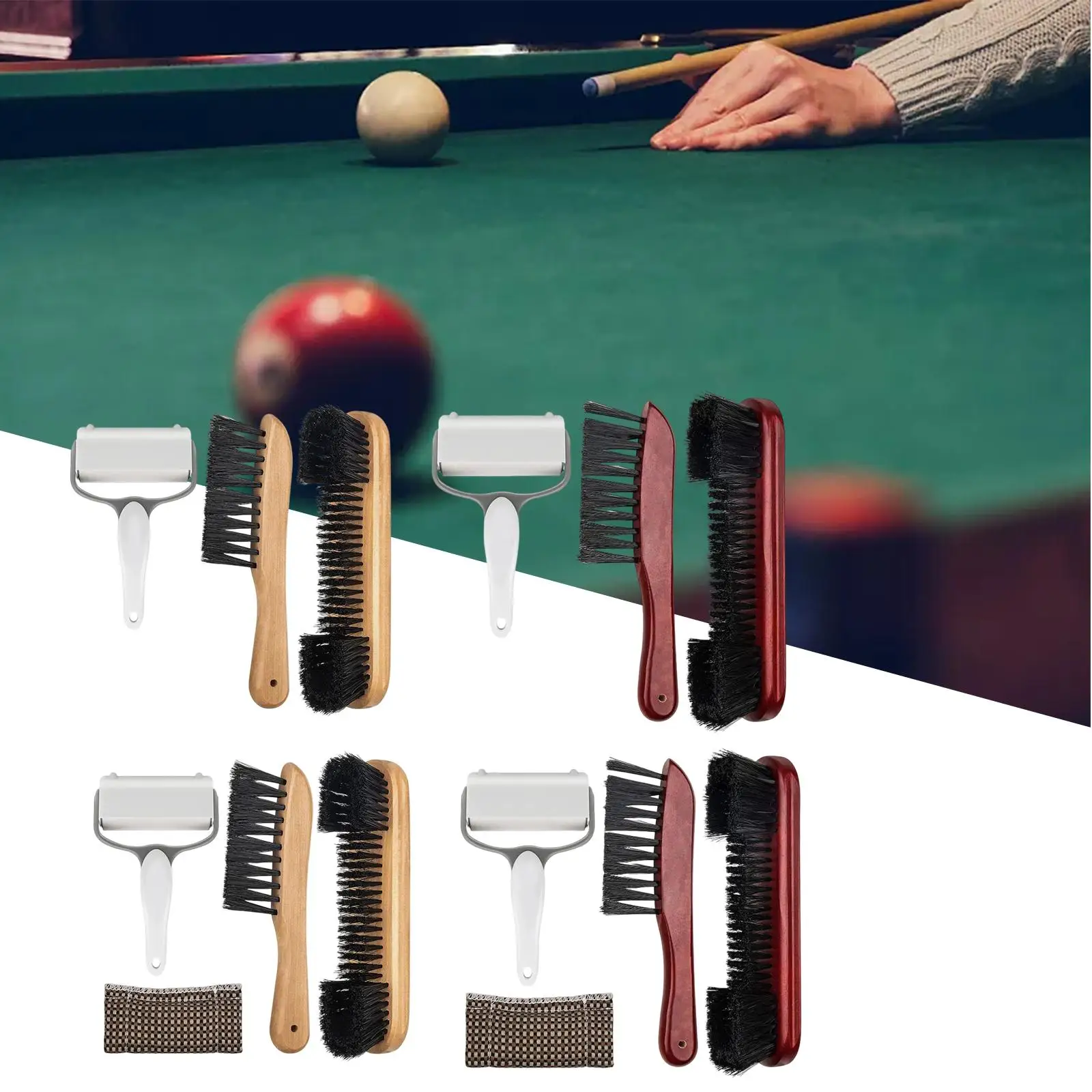 Professional Pool Table Brush Set, Billiard Table Cleaner with Felt Lint Roller,