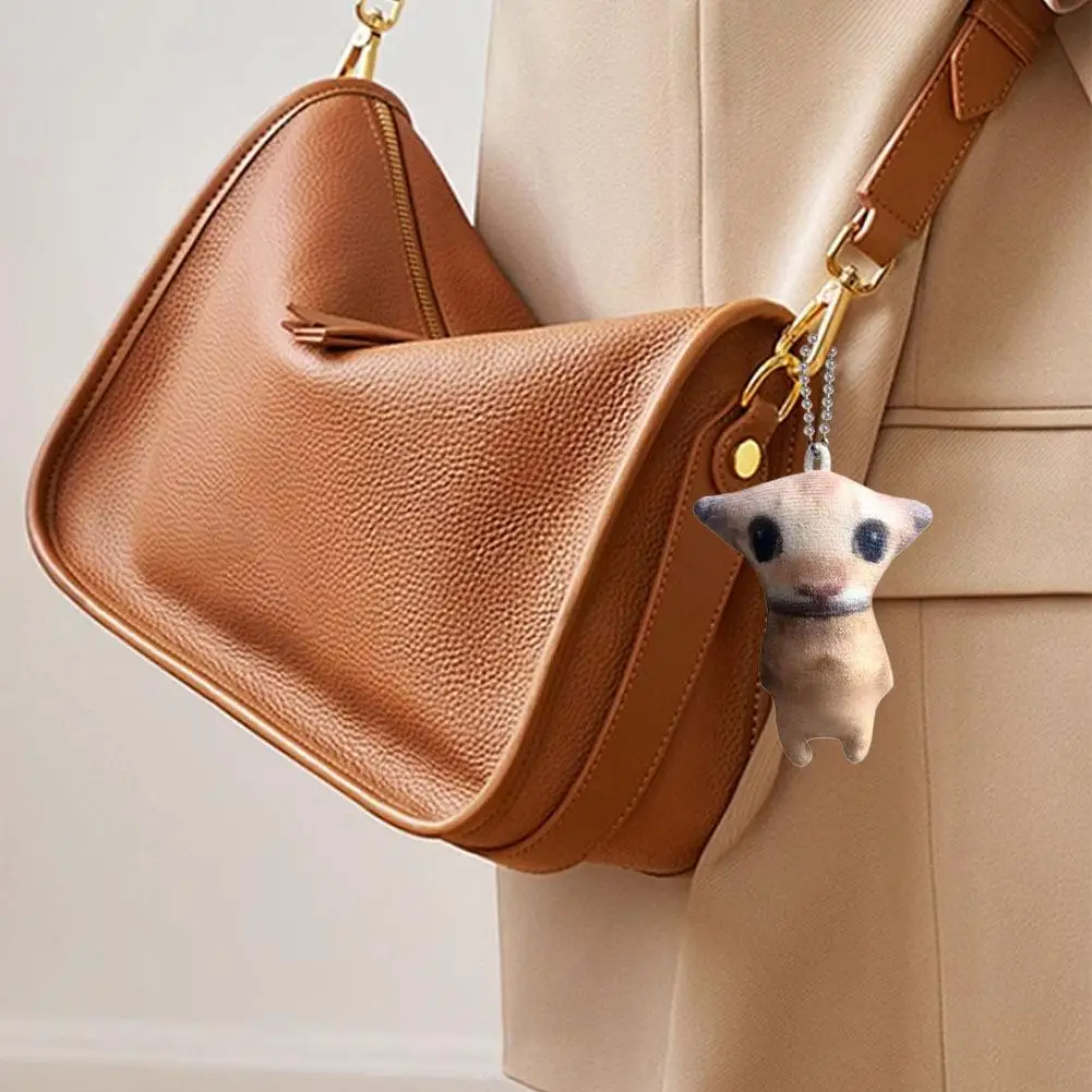 Funny Abstract Amigadiduo Meow Plush Pendant - Cute Cat Keychain, Backpack Bag Charm for Daily Decoration