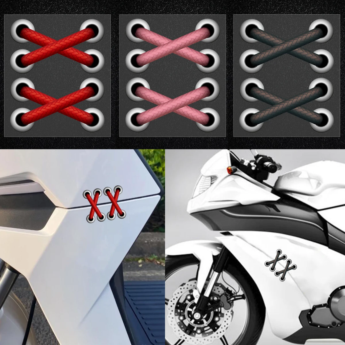 

Funny Shoelace Reflective Motorcycle Stickers Decor Moto Scooter Body Fuel Tank Helmet Vinyl Decals Accessories For YAMAHA Honda