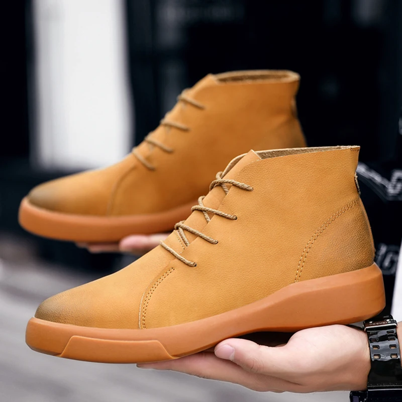 

2026 Новые мужские высокие ботинки челси больших размеров | Корейская ретро кожа | Повседневные зимние ботинки для улицы на флисовой подкладке
