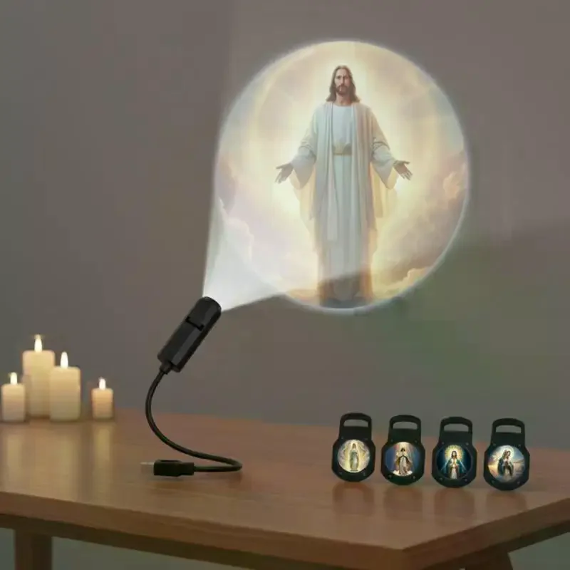 Religious Character Image Themed USB Projection Light With Twelve Patterns Perfect For Room Ceiling Background Decoration