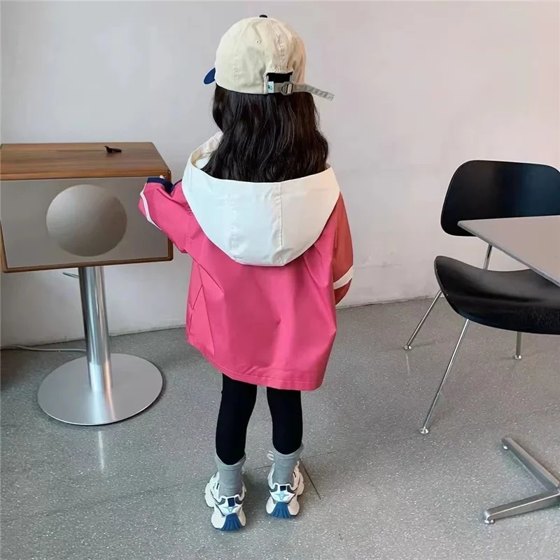 Girl Punching Jackets Spring Autumn Big Kids Hooded Windbreaker Cardigan Coats Children Clothes Casual Sportwear Outerwear 4-12Y