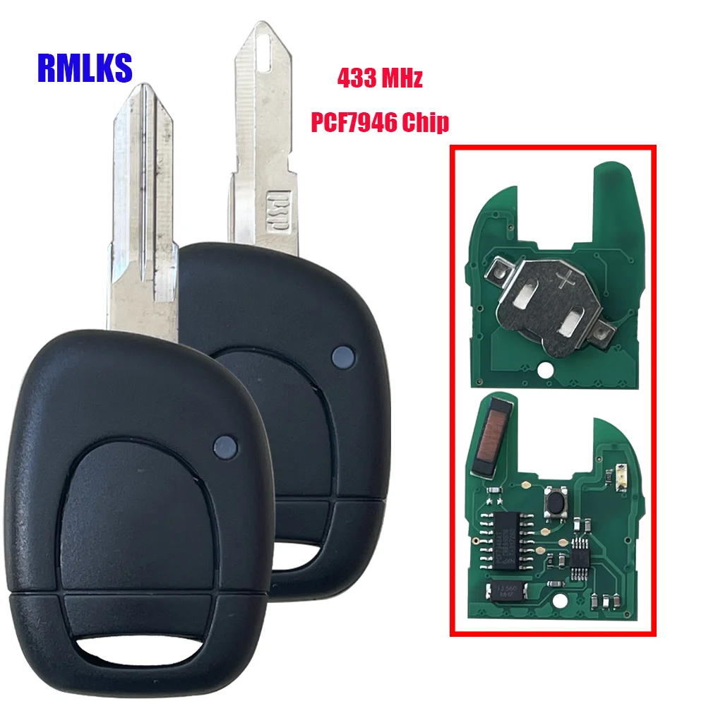 Remote Car Key 1 Button For Renault Clio II 2001 2002 2003 2004 2005 PCF7946 Transponder Chip 434Mhz NE73 VAC102 Blade