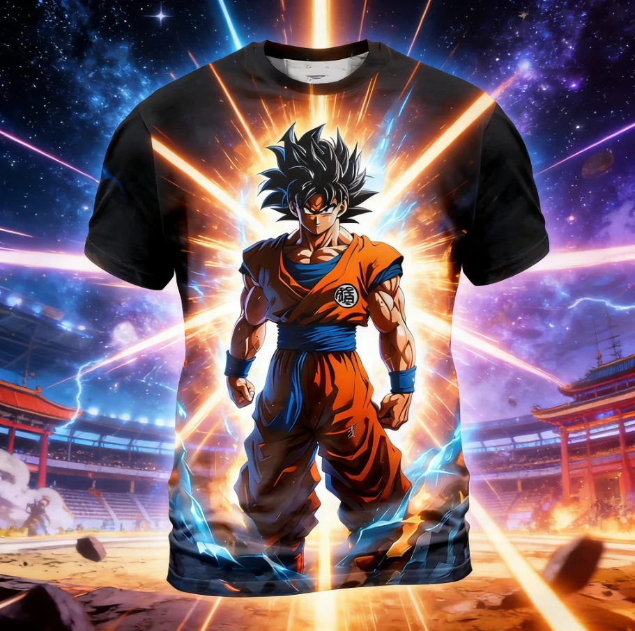 2026 Sommer Dragon Ball T-Shirt Kinder Oberteile Anime Figuren Son Goku Super Saiyan T-Shirt Jungen T-Shirts Kinder Kurzarm