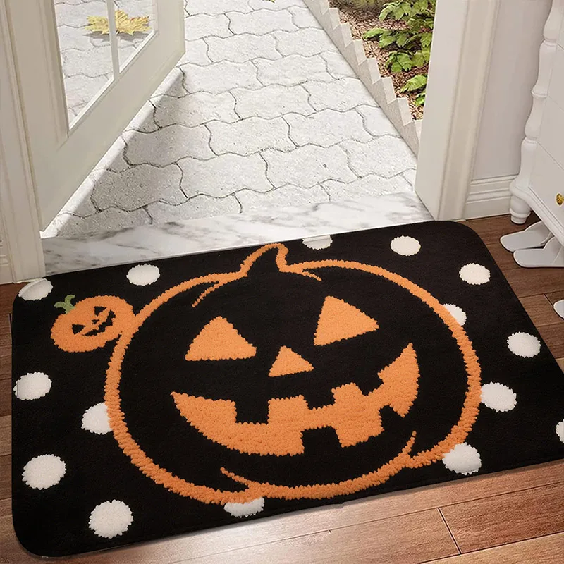 Light green double eyed monster pattern door mat anti slip foot pad shower room small carpet absorbent foot pad machine washable