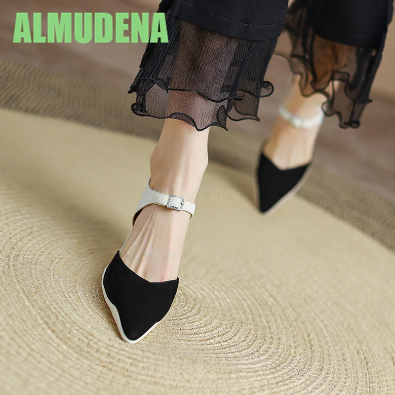 Baotou Half Slippers for Women In Summer Wearing Thin Heel Sandals for Women Fashion Green Pointed High Heels Cool Dragging
