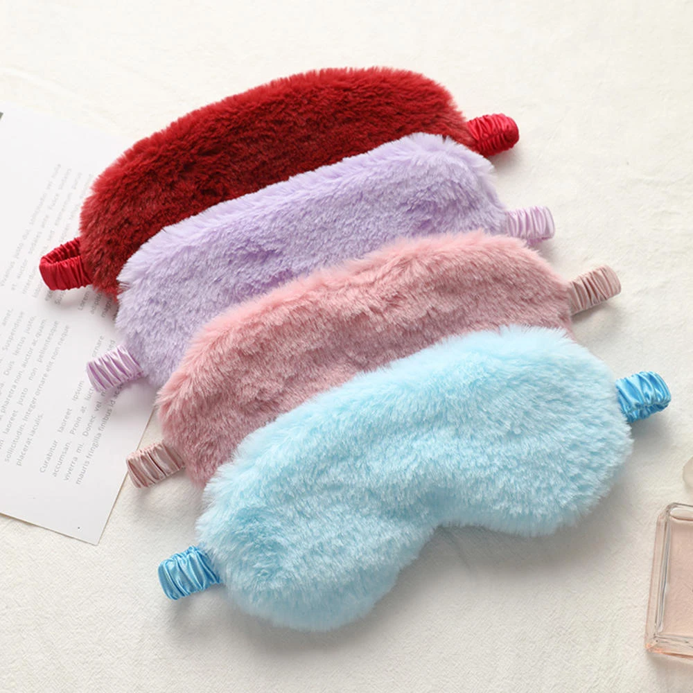 1Pcs  Plush Eye Mask Women Girls Soft Sleeping Blindfold Eye Cover Cute Fluffy Sleeping Masks Cozy Sleep Accessories