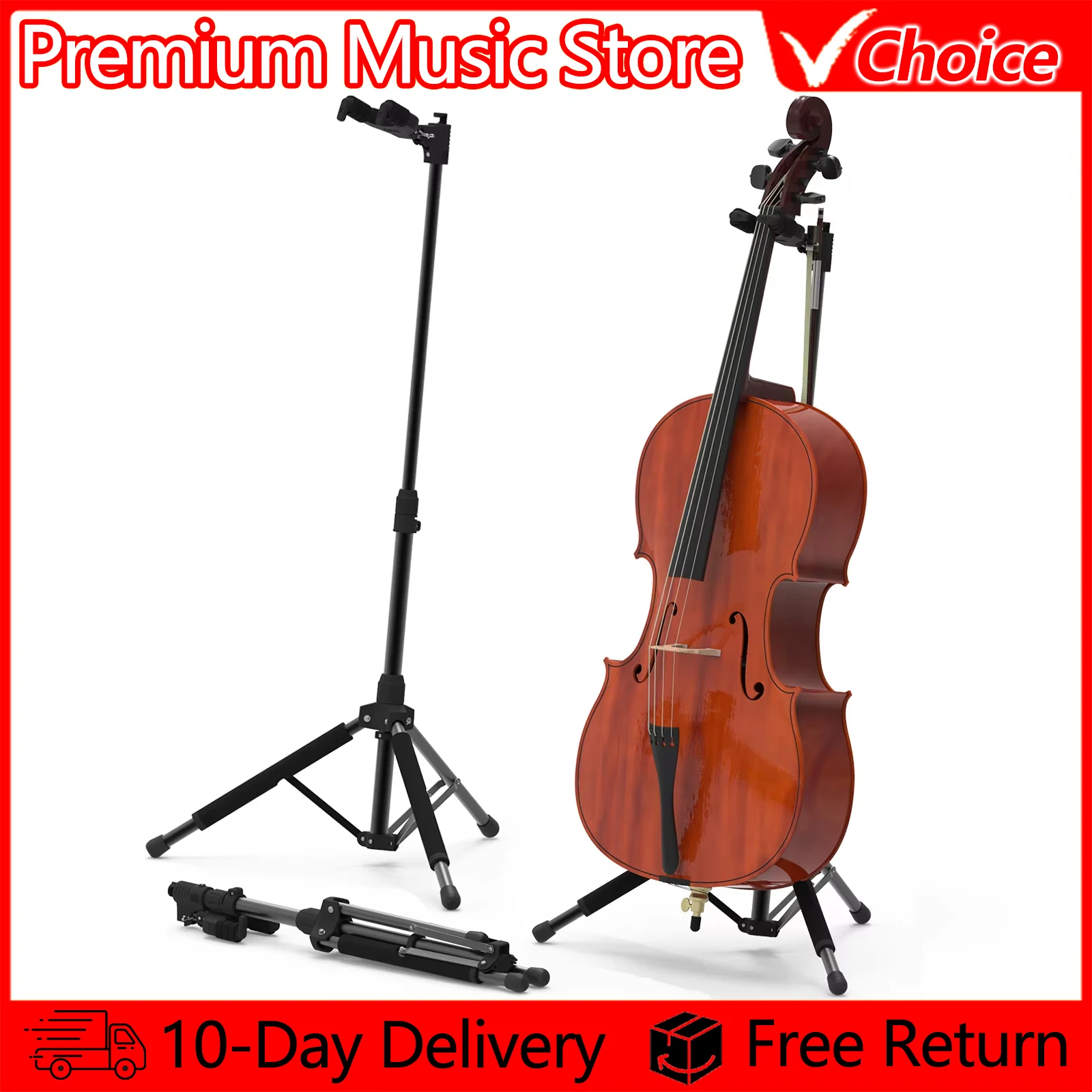 Galux Cello Stand Vertical Floor Stand GS-210C Accessories Folding Floor Holder Free Height Adjustment Self-locking Structure