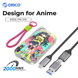 ORICO 20Gbps Portable Solid State Drive 2000MB/S Colorful Graffiti NVME PSSD for Laptop PC Video Editing and Data Backup