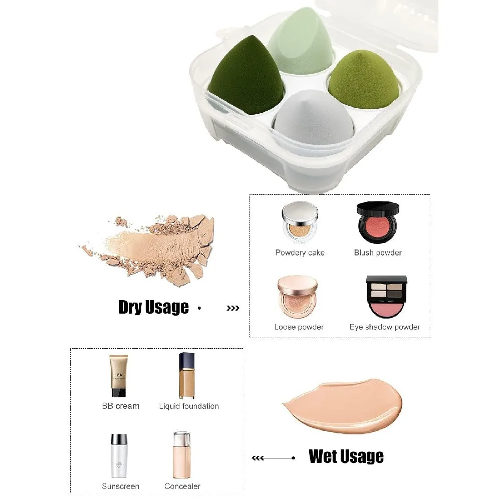3 Pack Teardrop Beauty Sponges, Soft Latex-Free Blending Makeup Blenders, Flawless Foundation Cream Concealer Cosmetic Sponges for Dry & Wet Use