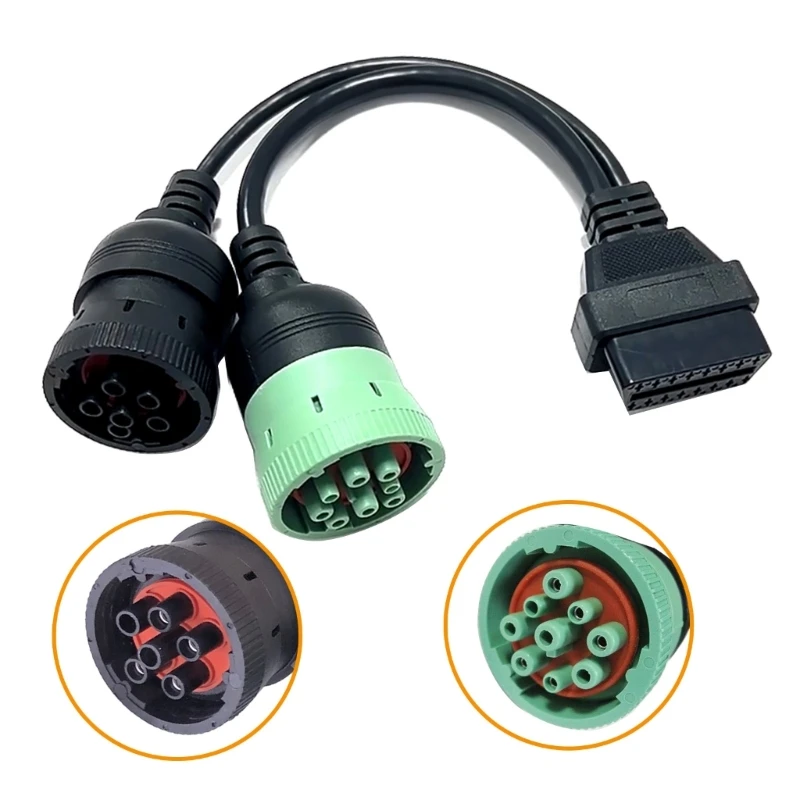 OBD2 Interfaces Truck Y-Cable OBDII 16 Pin Female to J1708 6pin and J1939 9 Pin