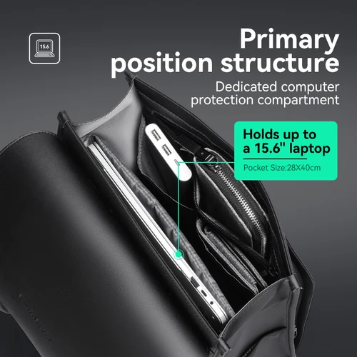 Imagen 2 del producto Mark Ryden-mochila clásica de cuero negro para trabajo de negocios, bolso impermeable para ordenador portátil de 15,6 pulgadas, mochilas escolares, mochila de negocios para hombres