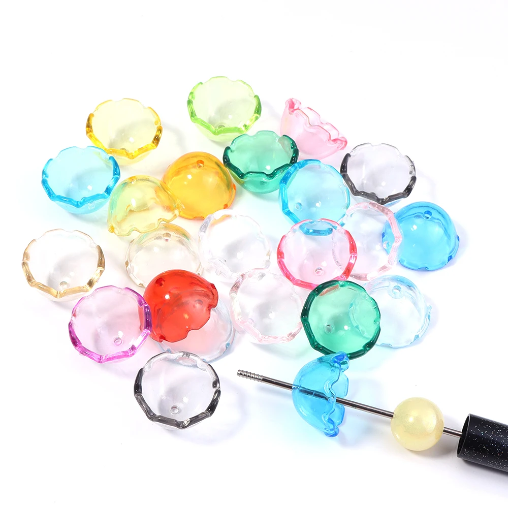 30 قطعة الاكريليك الرياح جرس الخرز الملونة الخرز قبعات قنديل البحر DIY بها بنفسك الديكور سلسلة هواتف صنع الملحقات اليدوية السحر