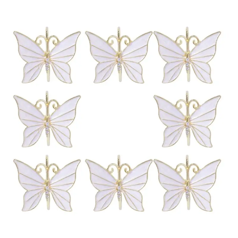 

IALJ-8PCS Flower Butterfly Napkin Ring Holder For Easter Wedding Party Family Gathering Napkin Cloth Ornament Decoration