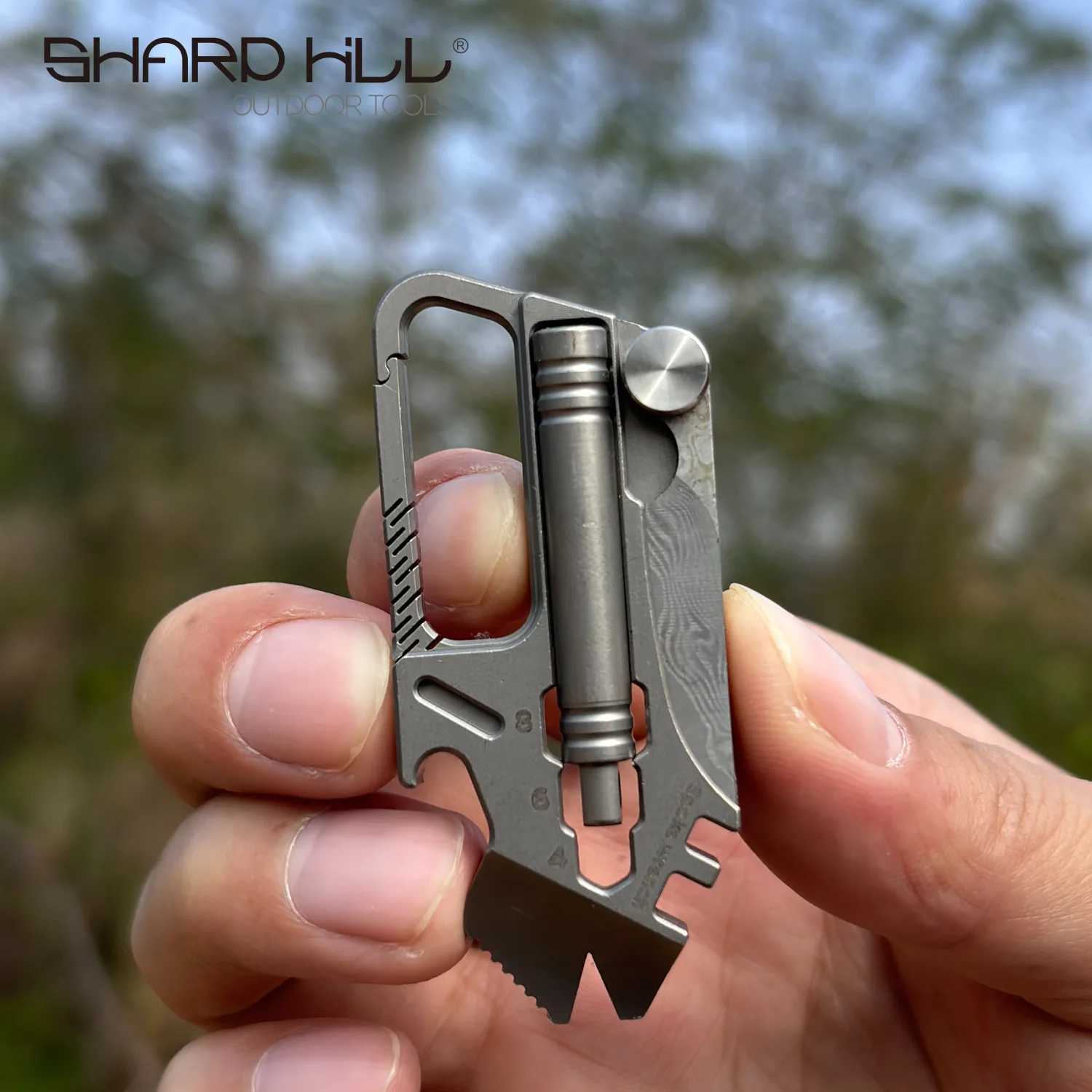 9in1 Titanium Alloy Multi-functional Knife Damascus Blade EDC Key Chain Bottle Opener Screwdriver Hex Wrench Outdoor Tool SH-T8 view 3