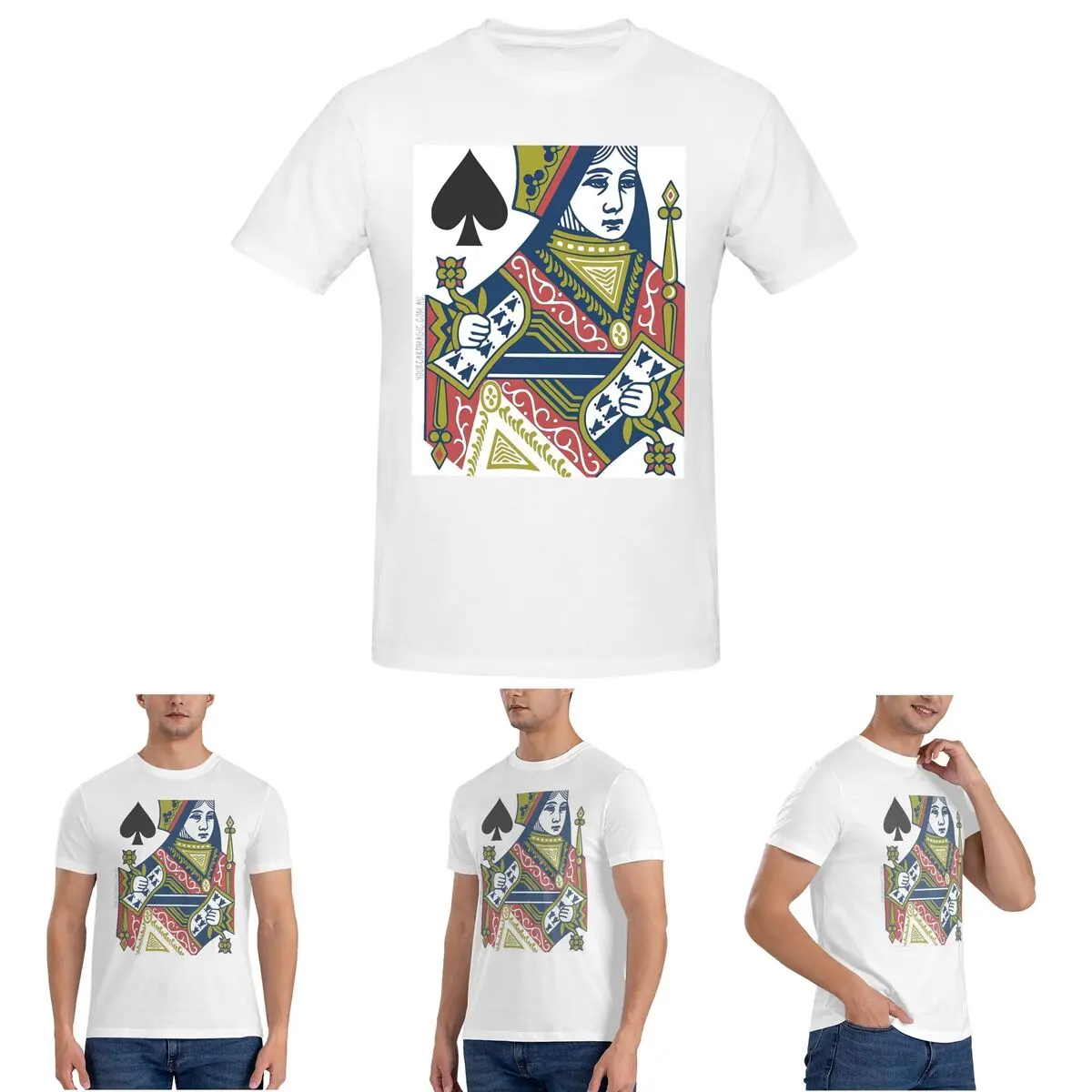 

Игральная карта - футболка Queen Of Spades для мужчин, хлопковые футболки больших размеров, мужские футболки с коротким вырезом, летняя одежда, топы S-6XL
