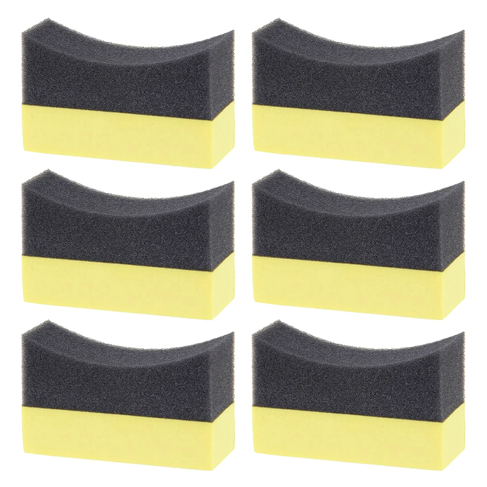 

6pcs Car Wash Sponge Auto Cleaning Sponge Dual Function Tire Contour Pad Durable Lightweight Portable Scrub Polishing Buffer