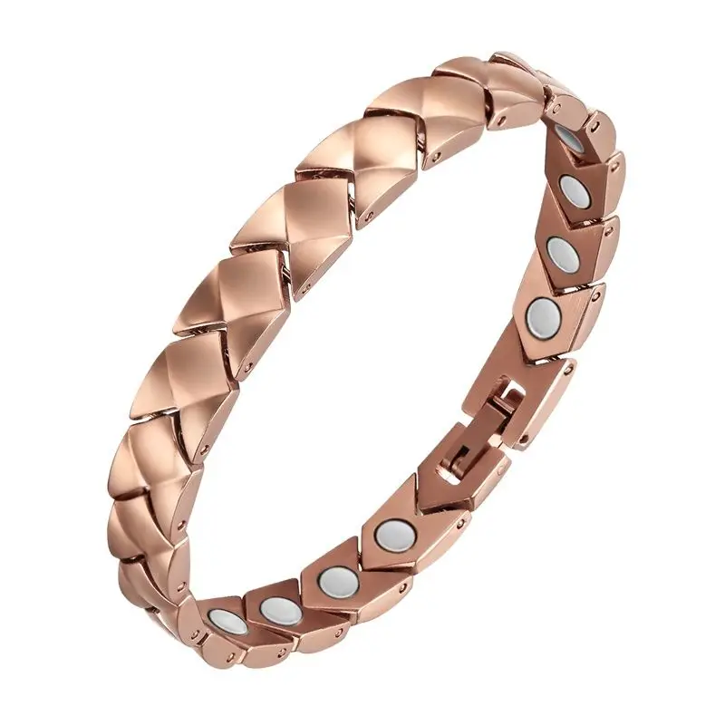 

Moocare Rose Gold Chain Link Bracelets For Men Women Stainless Steel Health Magnetic Bangle