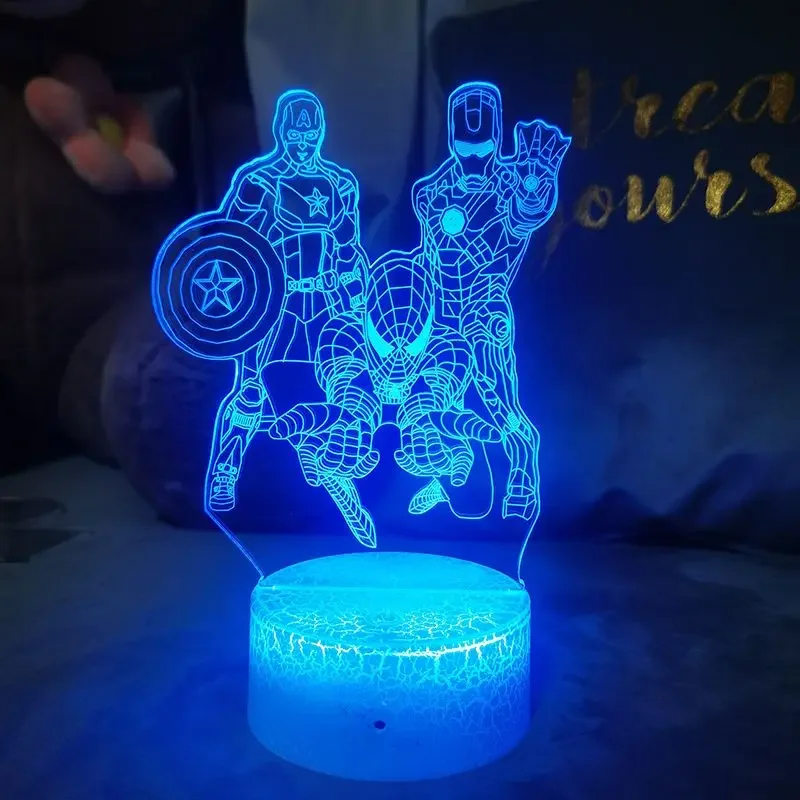 Children's bedroom Marvel Iron Man Spiderman simple anime multi-color adjustable bedside night light as a holiday gift for boys