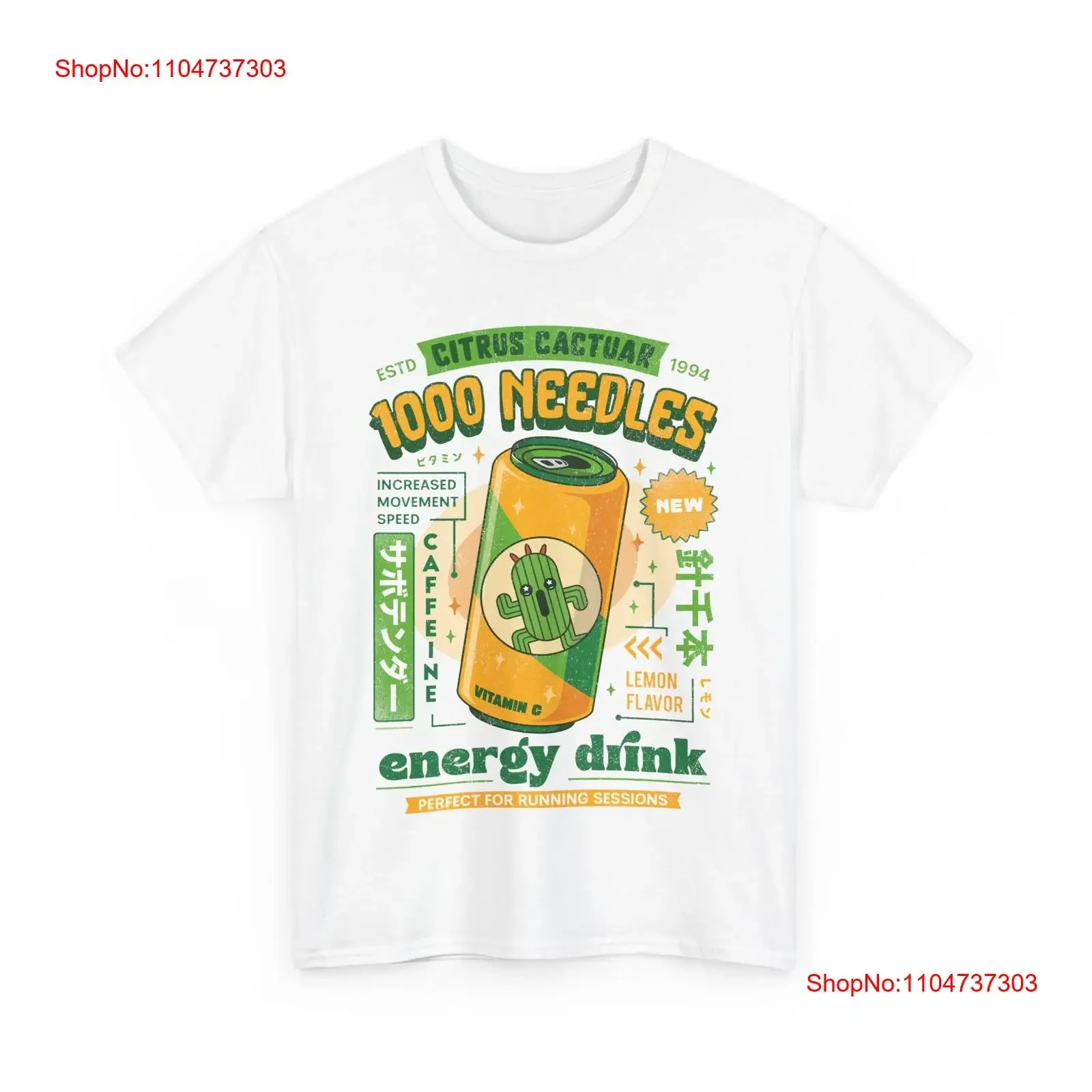 Cactuar Energy Drink T Shirt Final fantasy Video Game Cactilio JRPG vintage Washed fashion Comfortable Versatile
