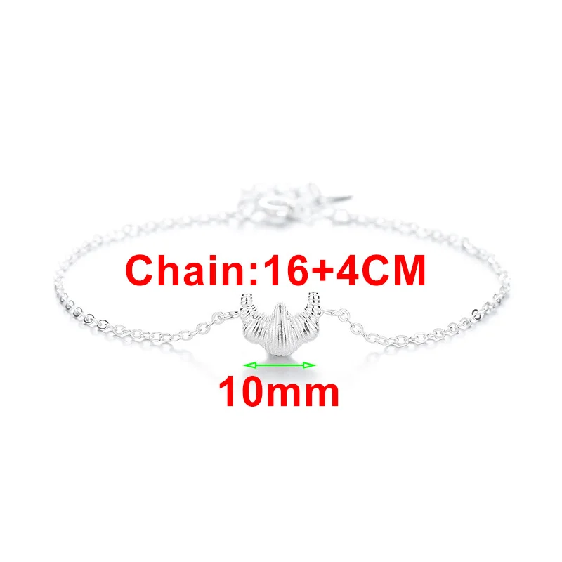 INZATT Real 925 Sterling Silver 18K Croissant Charm Bracelet for Women Party Trendy Fine Jewelry Light Luxury Accessories