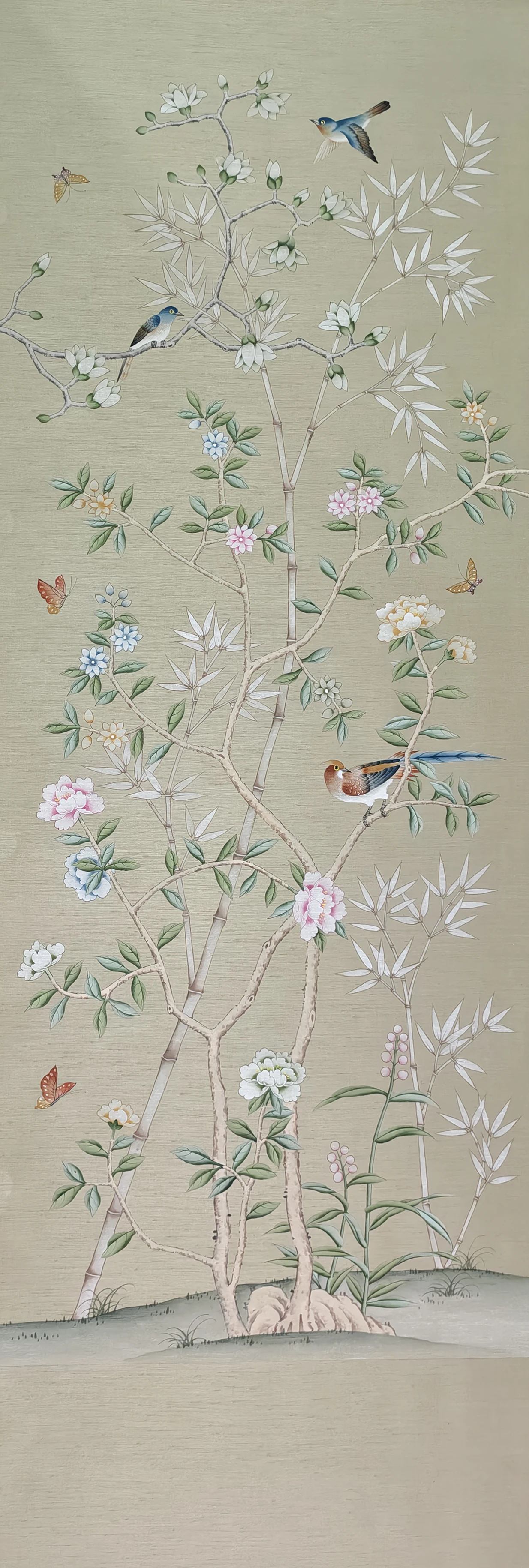 

Customized HAND-MADE Wallpapers Hand-Painted Flowers/Birds for Bedroom/Living/Study/Dining Room/Porch/Sofa/TV wall Papel Pintado