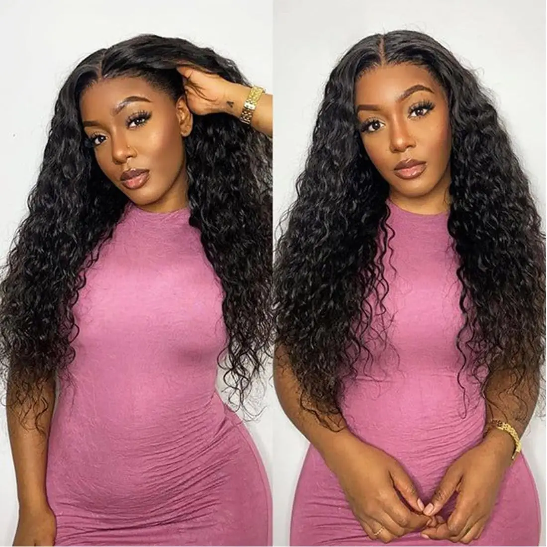 Deep Wave Lace Front Wigs Human Hair,13x6 HD Transparent Lace Frontal Human Hair Wigs for Black Women,Natural Color 180% Density