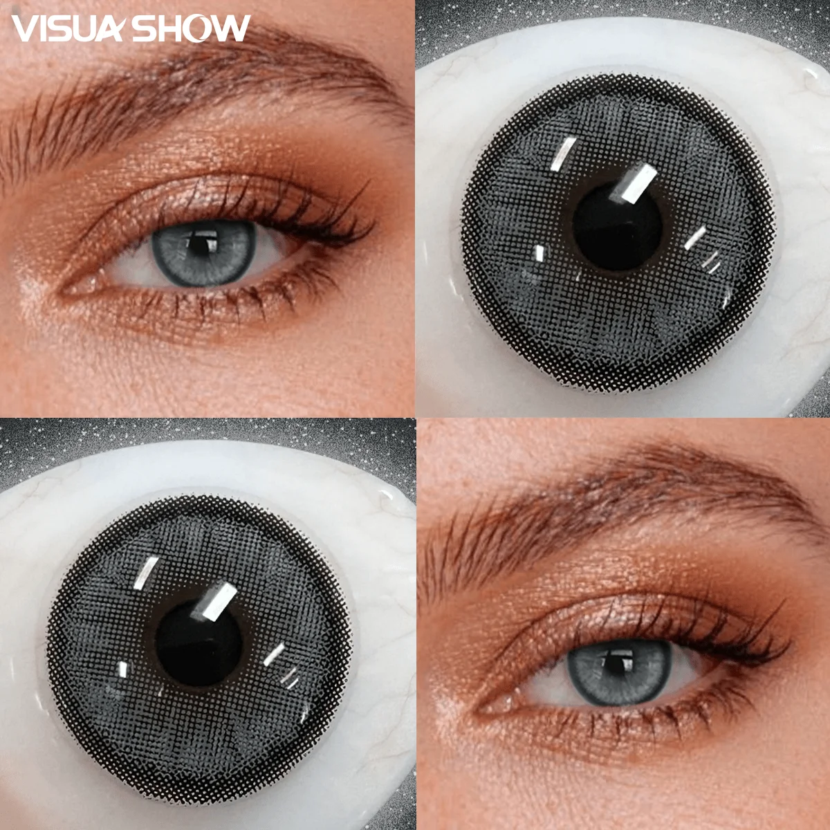 VISUASHOW 1 Paar graue Kontaktlinsen, kleine Pupille, halbjährlich verwendbare, farbige Kontaktlinsen zur Augenvergrößerung für Beauty, Cosplay und Make-up – Detail 18