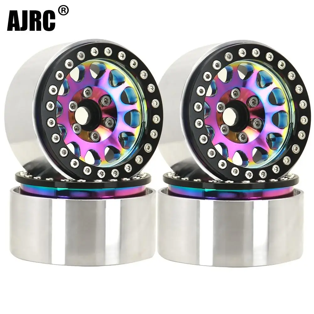 Ajrc 1.9inch Colorful Metal Beadlock 12 Round Hole Wheel Hub Rim For 1/10 Rc Crawler Axial Scx10 Axi03007 Yikong Trx4 Redcat Rgt