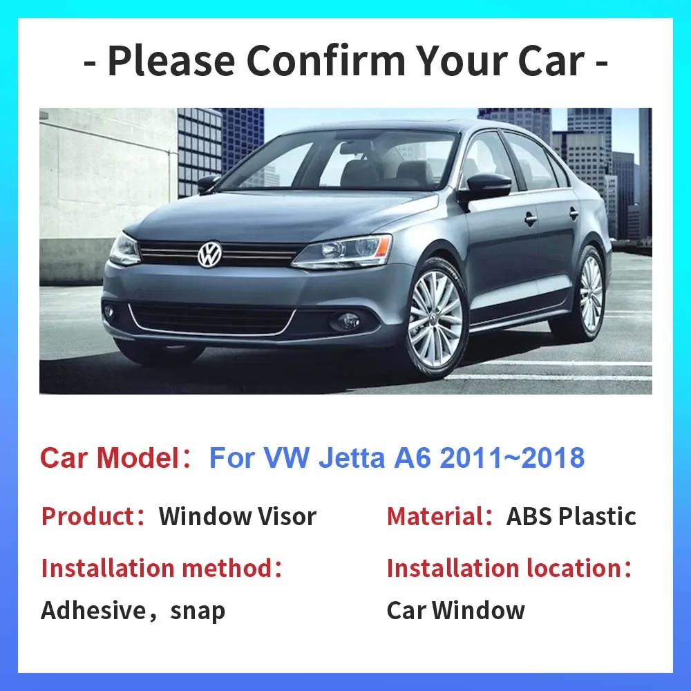 For Volkswagen VW Jetta A6 Vento GLI 2011~2018 Car Windows Visor Vent Smoke Covers Sun Rain Guards Deflector Awnings Accessories