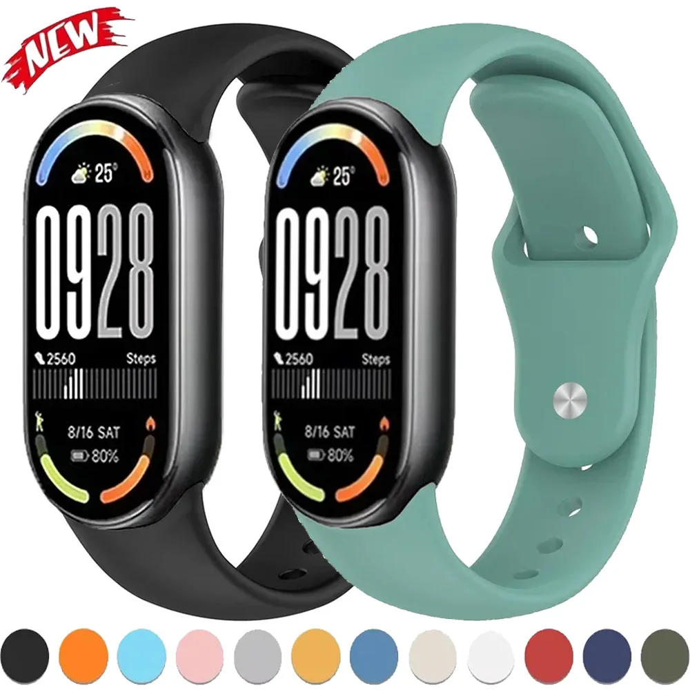 Reverse buckle Silicone Watch Strap For Xiaomi Mi Band 10 9 8 Breathable Smart Watchband Replacement Bracelet for Xiaomi 8/9/10