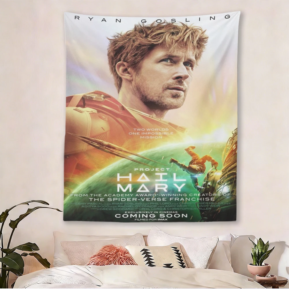 Soft Polyester P-Project H-Hail Mary Tapestry  Gosling Space Movie Wall Hanging for Bedroom Dorm Room Decor
