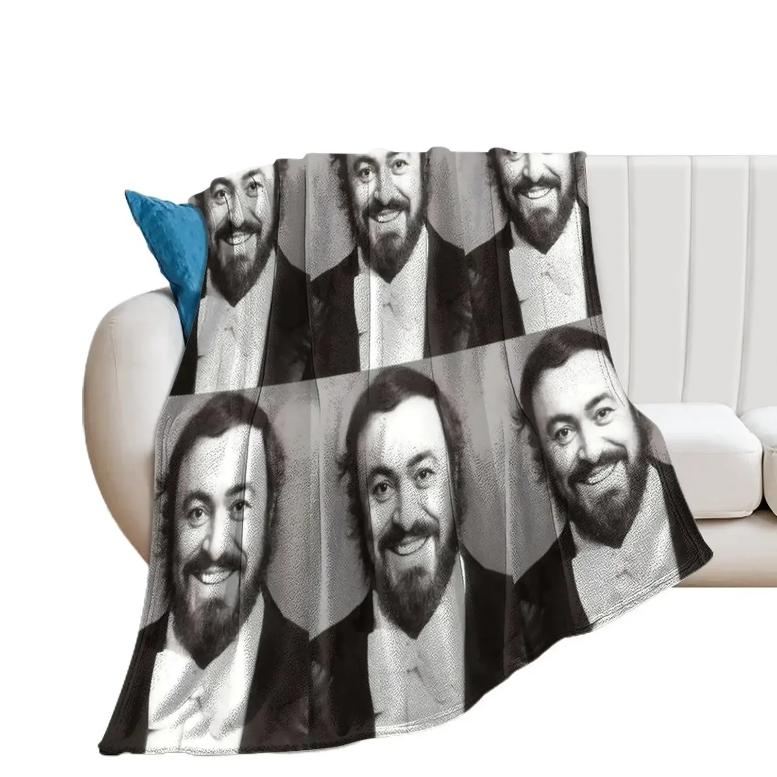 luciano pavarotti BW Throw Blanket decorative Hairy Blankets