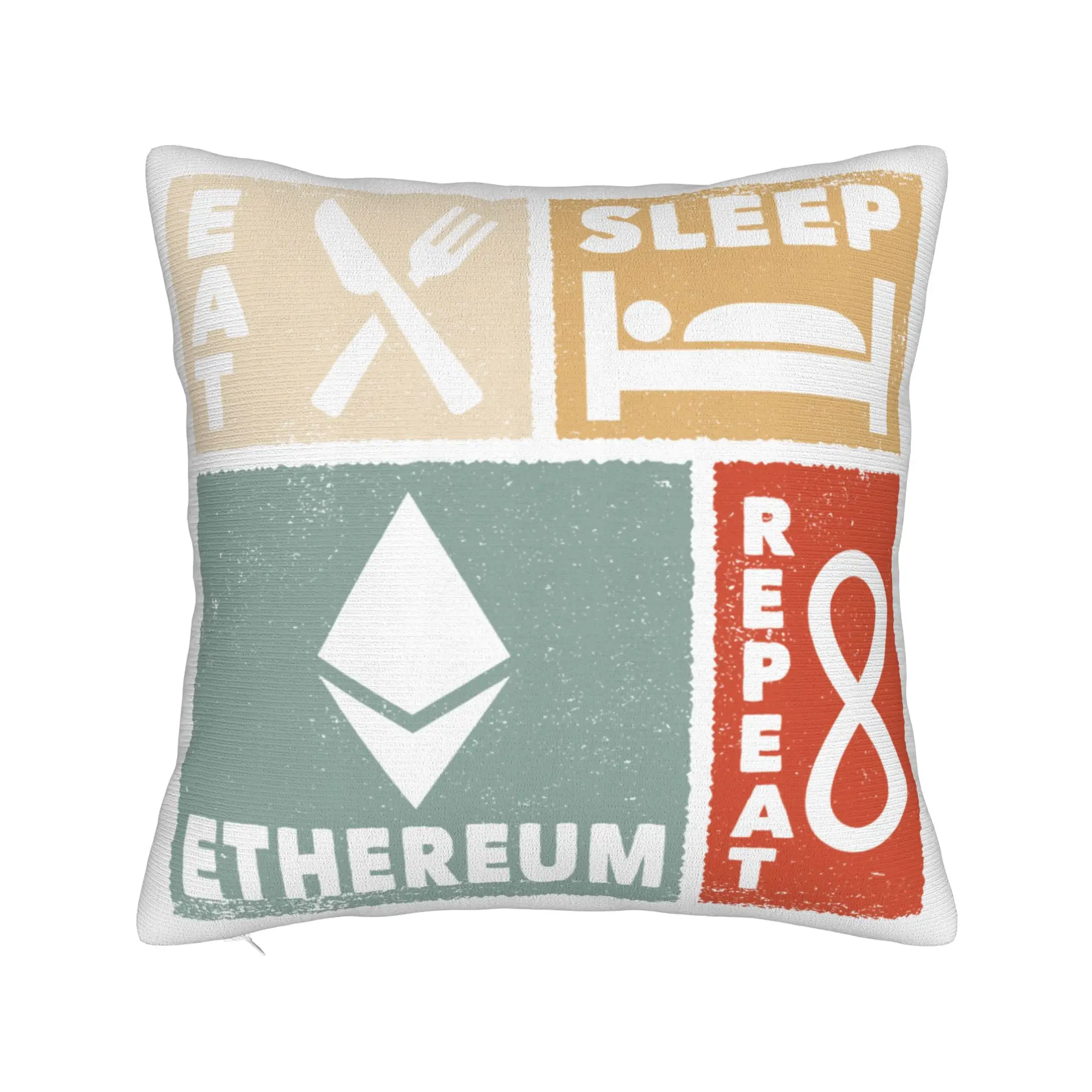 Customized Super Funny Vintage Design Ethereum Throw Pillows Soft Blockchain Crypto Plush Cushion for Bed Sofa Decoration Home