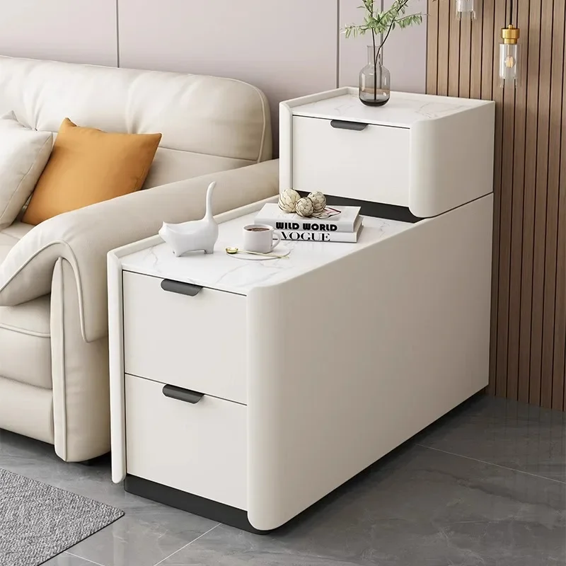 Floor-to-ceiling sofa side cabinet light luxury high-end solid wood small crevice simple modern sides