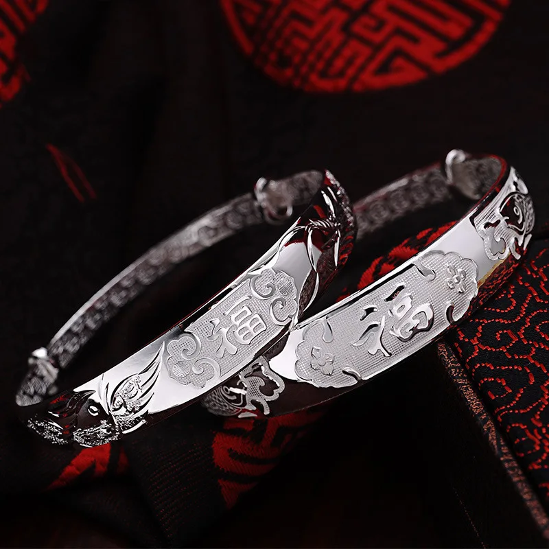 Fortune S999 Silver Bracelet Women Adjustable Push-Pull European And American Style Jewelry