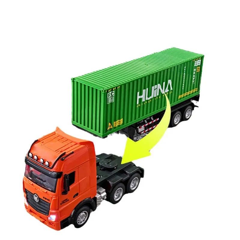 Huina 1317 Nine-Channel Electric Rc Car Child Simulation Container Car Model Remote Control Trucks Toys For Kids