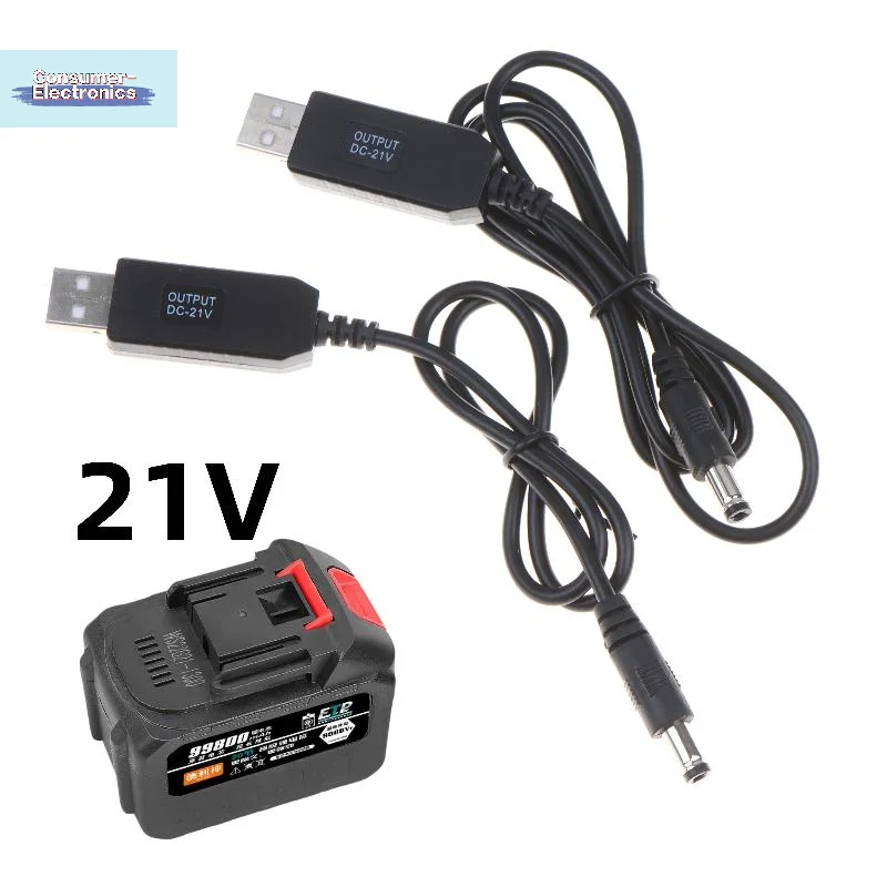 【1/5 Stück 21V Lithium-Batterie-Ladekabel 5V zu 21V Boost-Kabel DC-Schnittstelle USB-Adapterkabel Ladegerät】