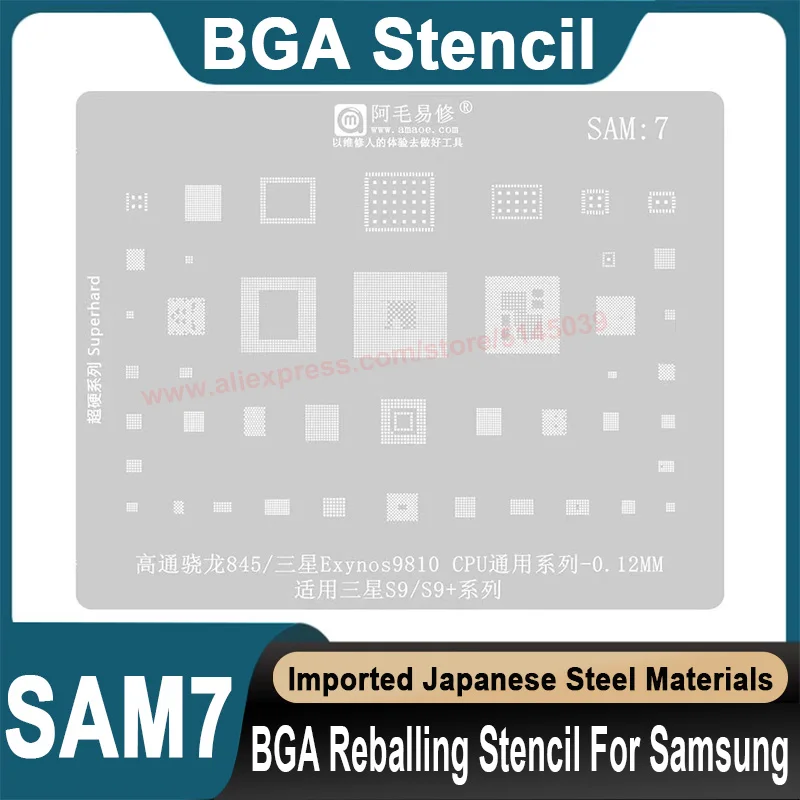 

BGA Stencil For Samsung S9 Plus Qualcomm Snapdragon 845 Exynos 9810 CPU Stencil Replanting tin seed beads BGA Stencil