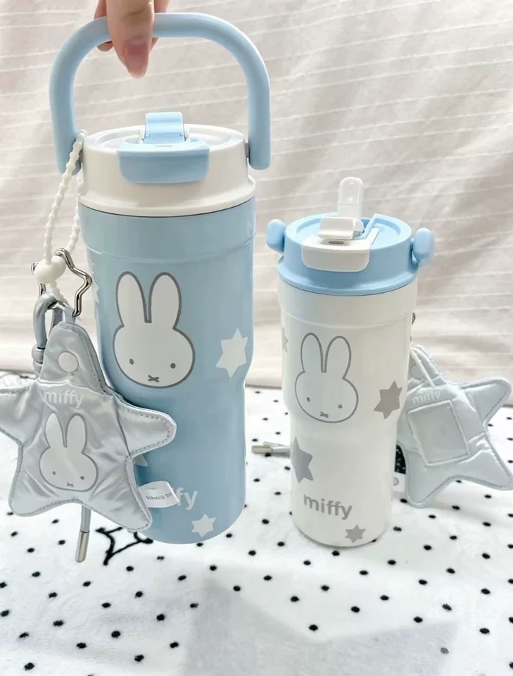 Martube 2026 New Miffy Straw Cup Insulated Water Bottle Large Capacity Kawaii Miffy Portable Water Cup Anime Peripheral Gifts