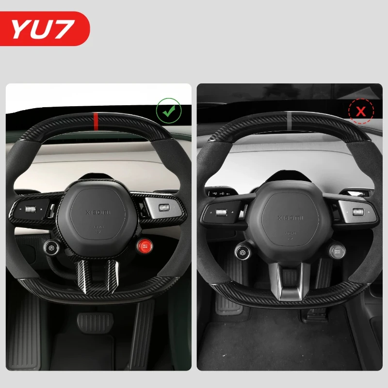 For Xiaomi YU7 Steering Wheel Carbon Fiber Patterned Sequin Modified Protective Frame