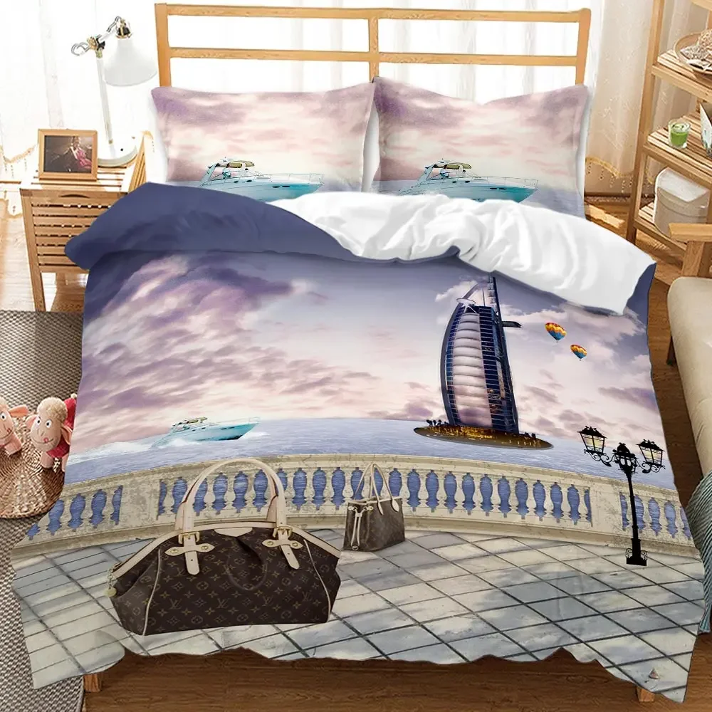 Urban Scenery Duvet Cover Castle Bike Retro Building Traditional British Culture Double Queen King Size Polyester Qulit Cover