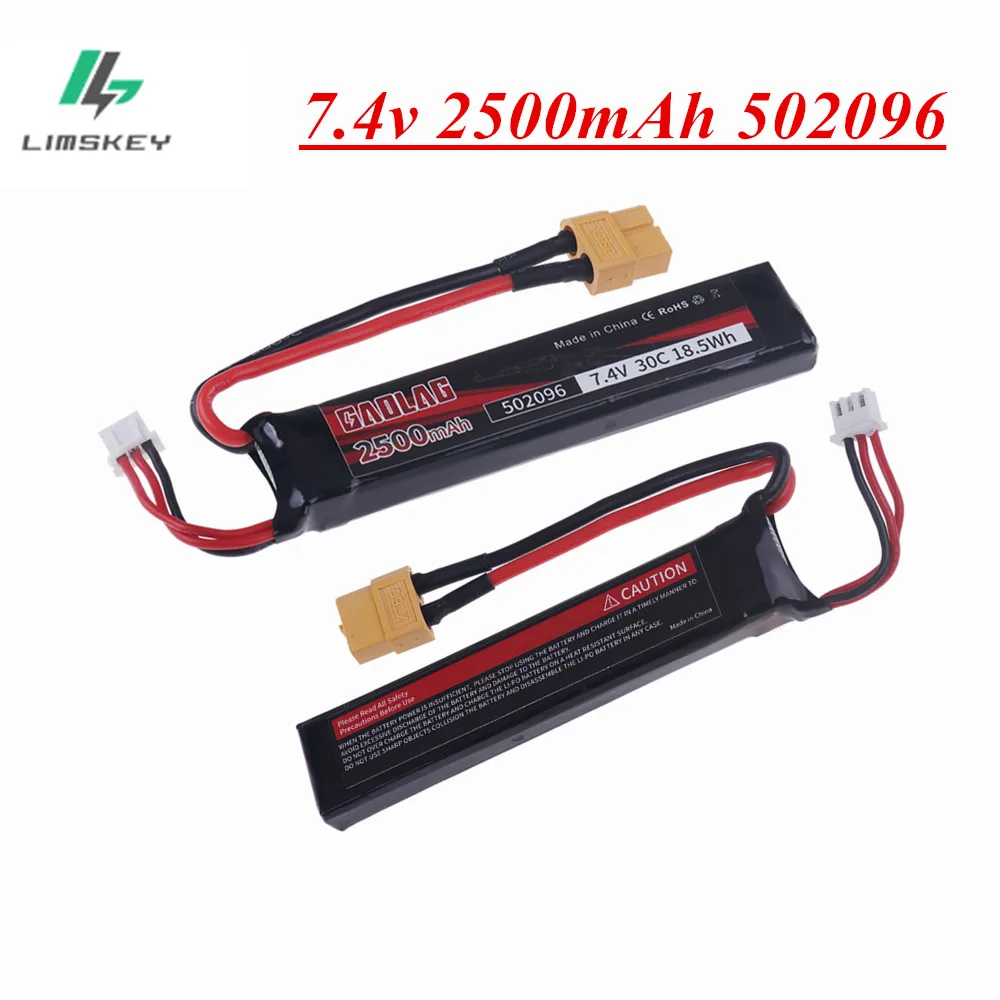 2S 7.4V Lipo Battery for Water Gun 7.4v 2500mAh Battery XT60 Plug for Mini Airsoft BB Air Pistol Electric Toys Guns Parts