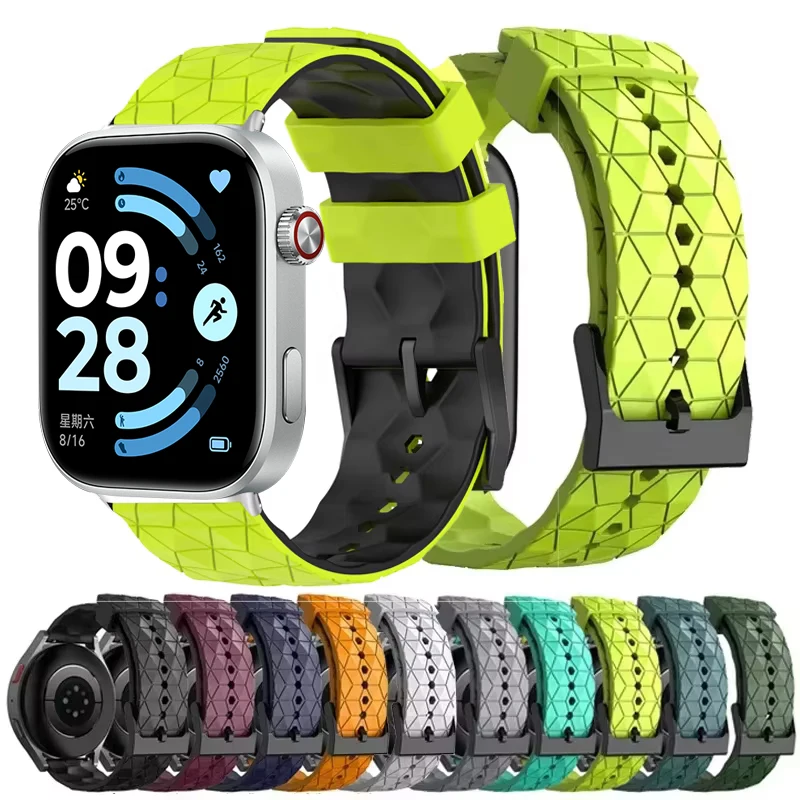 Fußball-Muster-Silikonarmband für Xiaomi Mi Band 7 8 Pro, Ersatz-Smartwatch-Armband, Correa für Redmi Watch 4, Armband