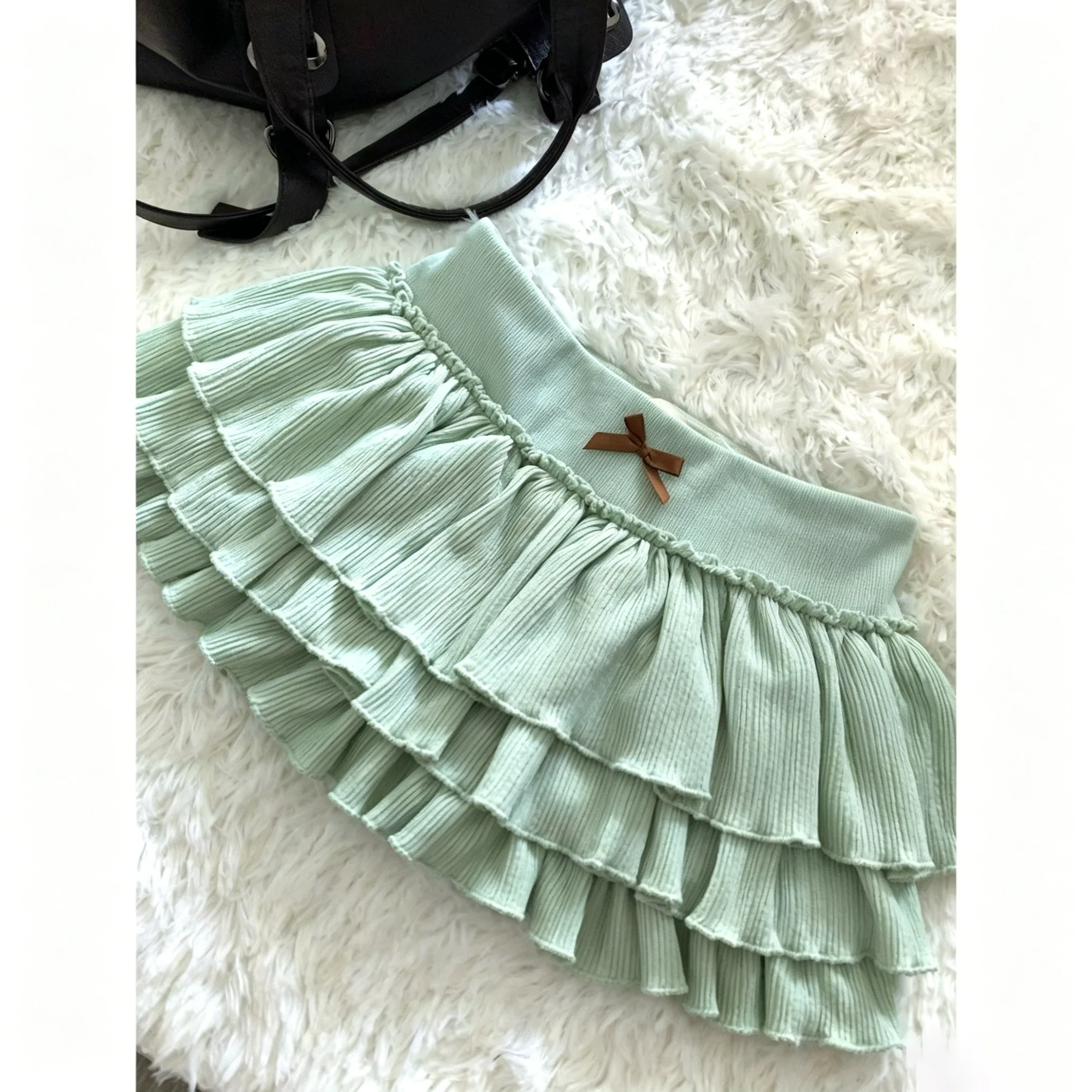 New princess-style patchwork half-length French-style cool girl cake sweet low-waist ballet-style ruffled pleated short skirt