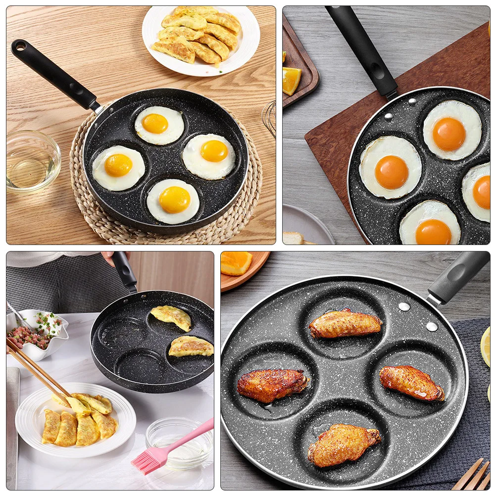 

1pc Medical Stone Four Hole Egg Non-Stick Frying Pan Wear-Resistant Bottom Even Heating Kitchen Pan For Fried Eggs Pancakes