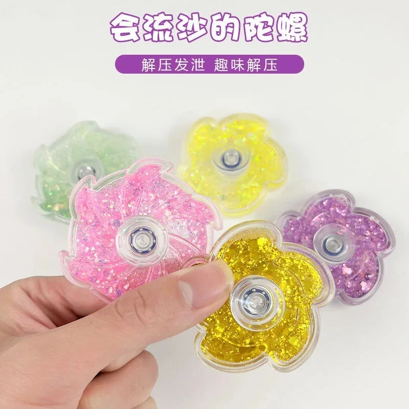 Fidget Spinner Rustling Portable High Rotational Speed Petal-like Spinning Gyro Colorful Sequined Desk Stress Relief Toy Gifts