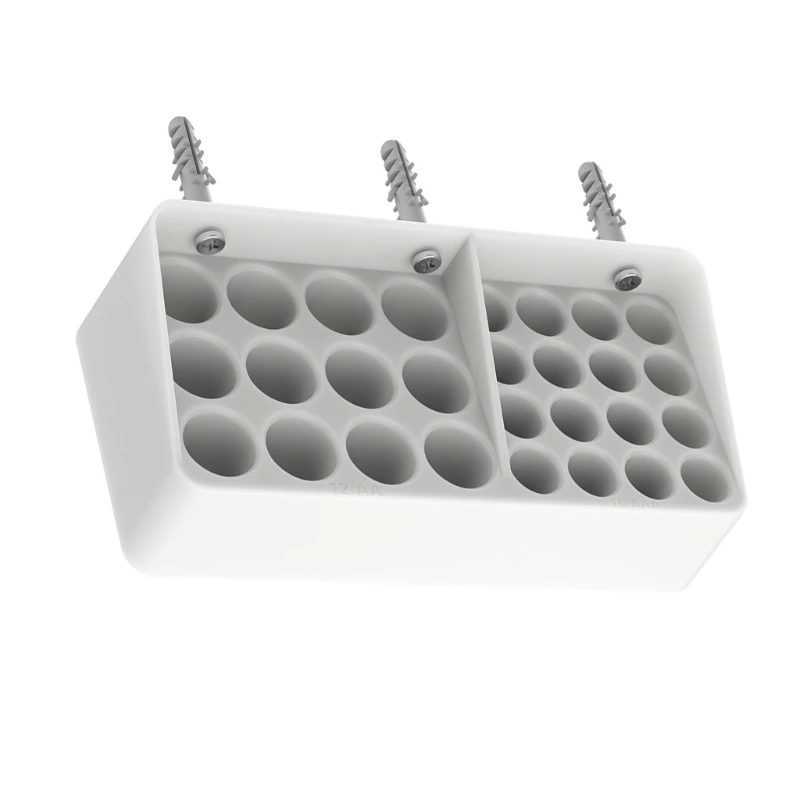 Estuche portapilas para almacenamiento baterías 12AA y 16AAA Dispensador montado en pared