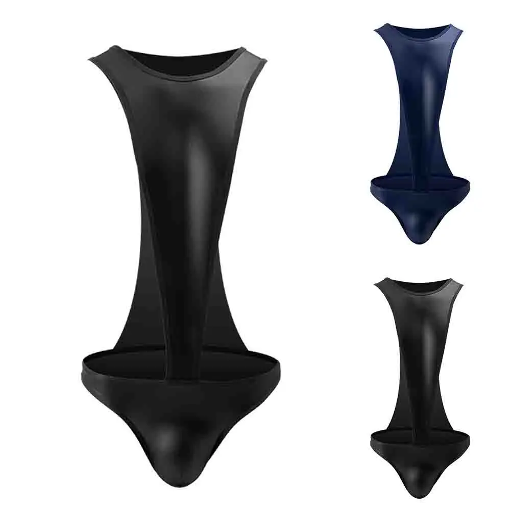 Body Shaper Imitation Leather Nightclub Outfit 10 Spandex 90 Polyester Comfort Fit O-neck Style For Men's Fashion