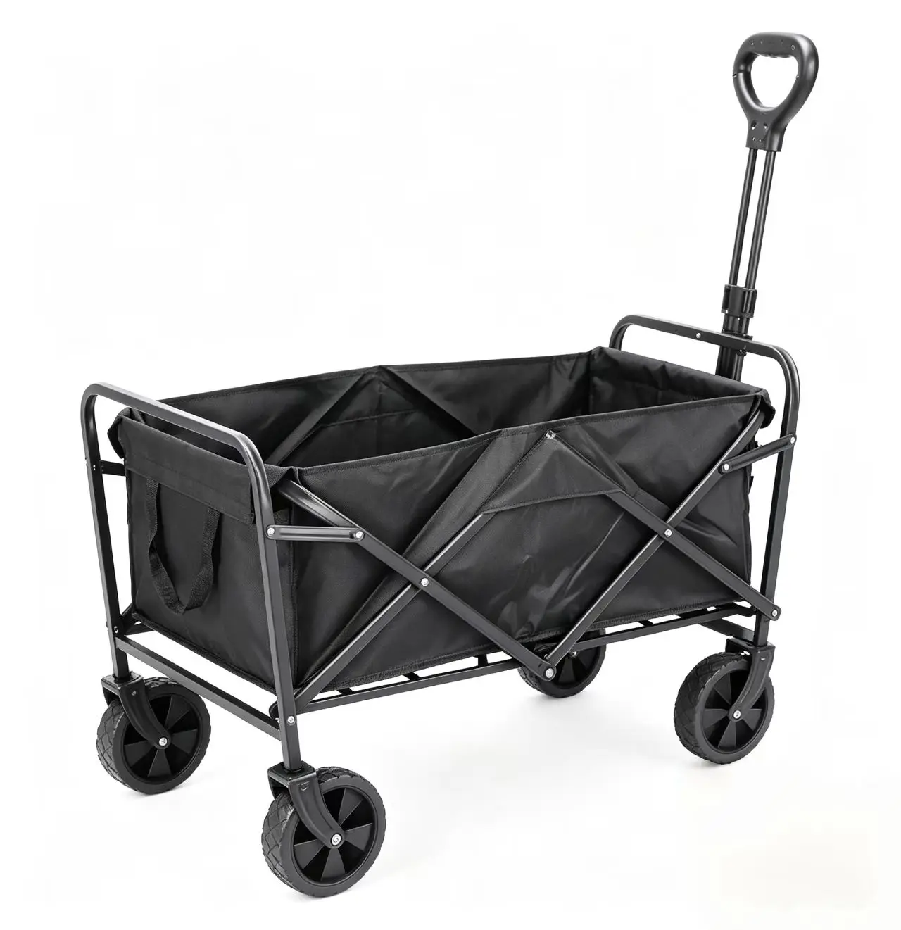 Compact Folding Camping Wagon 5 Inch Fold Flat Four Wheel Utility Cart Portable Outdoor for Beach Shopping - view 3